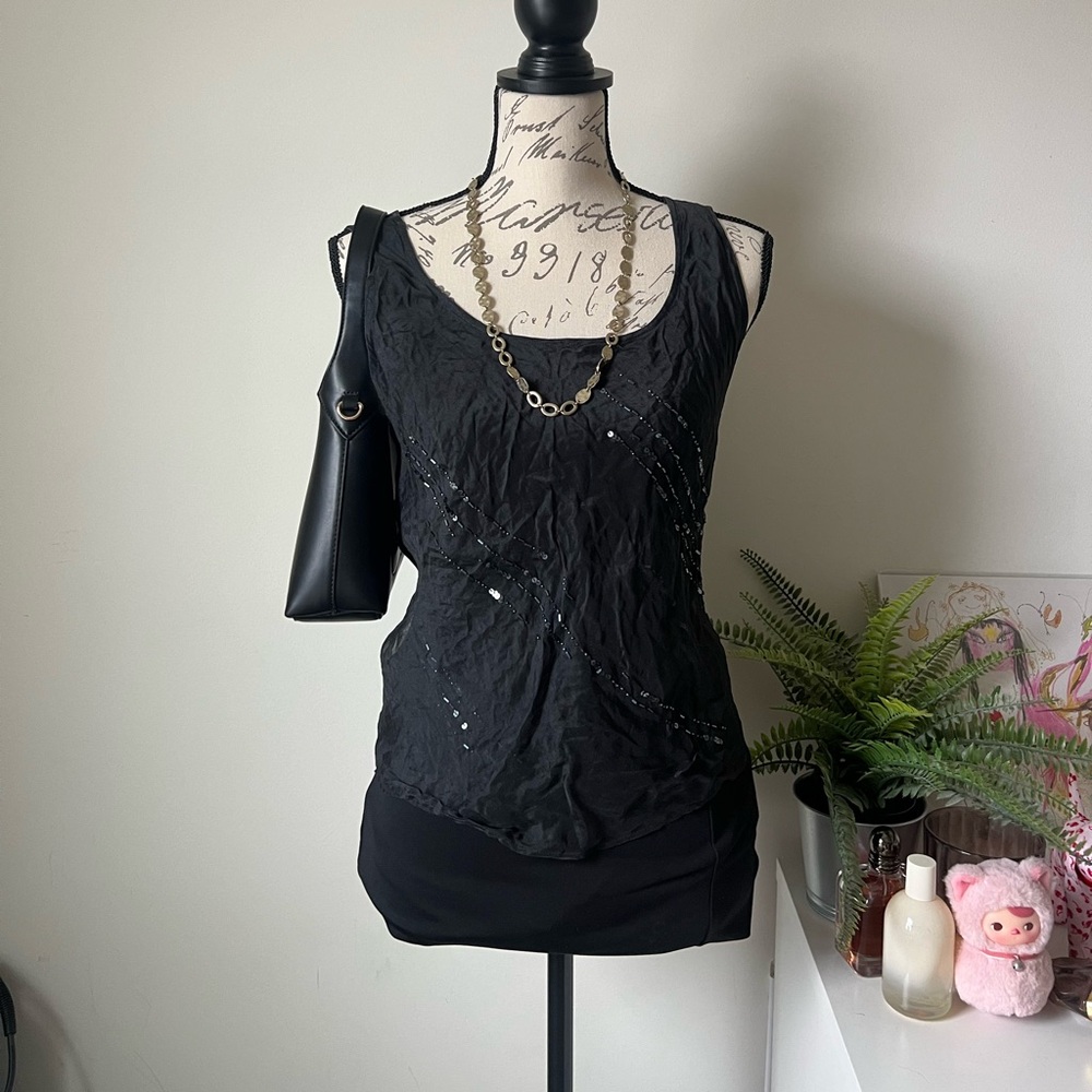 100% silk Jones & Co Sequin Embellished Tank Top size: Large